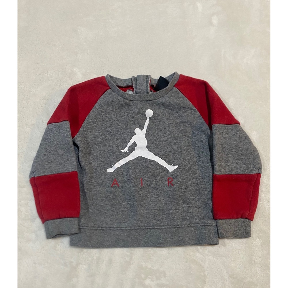 Jordan Air Jumpman Toddler Sweatshirt Grey Red Colorblock 24M Long Sleeve Top
